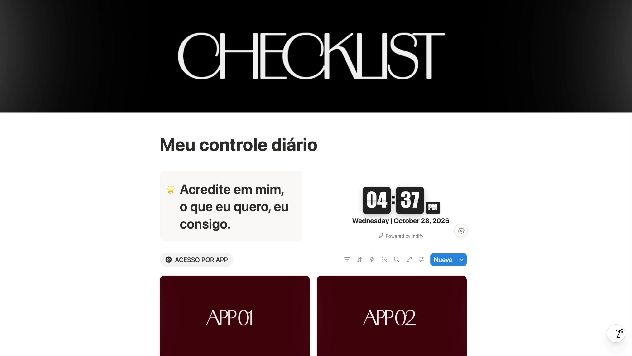 Tela real do MCD: Meu Controle Diário, com organização e acesso por app